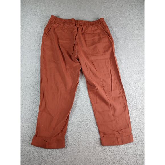 A New Day Pants Womens 16 Orange High Rise Wide Leg Casual Stretchy Cuffed NWT - Picture 8 of 10